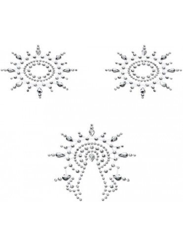 Украшение на грудь и лобок Breast & Pubic Jewelry Стикер Crystal Stiker серебро в наборе 3 шт